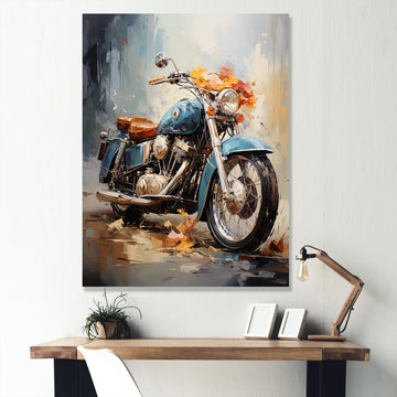Impressionist Bike Ride - Motorcycle Canvas Wall Art